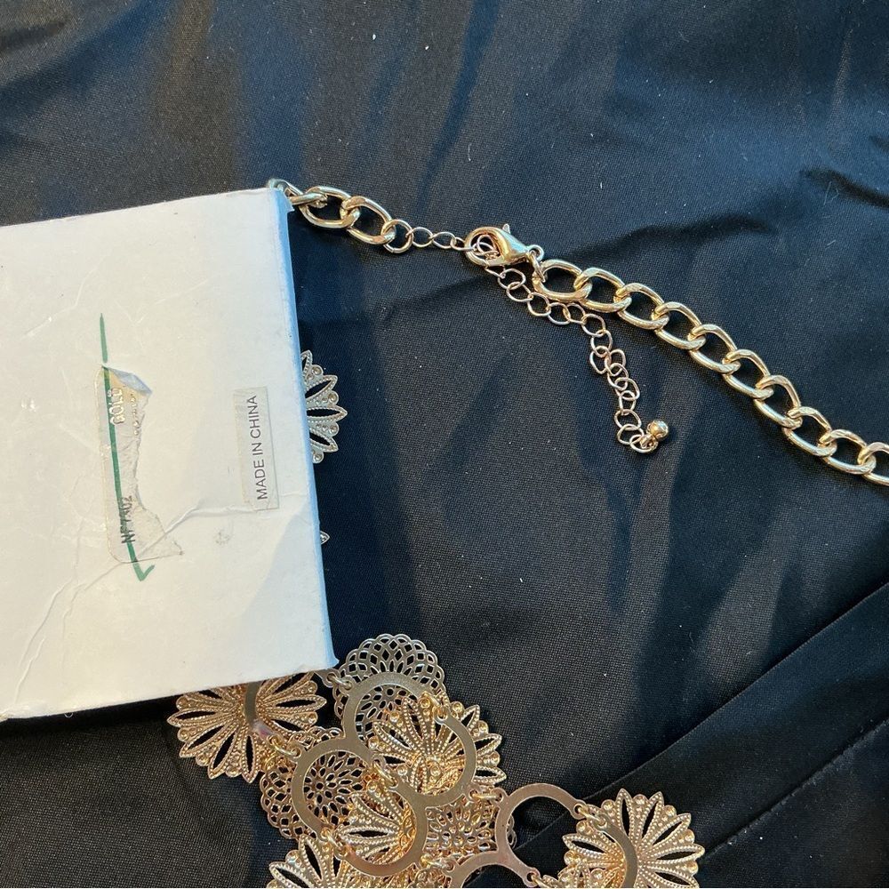 Ashley Cooper Gold Floral Necklace & Earrings Set - Picture 5 of 8